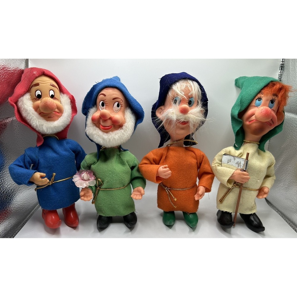 Snow White Dwarfs Plastic Sleepy Sneezy Brinn's Pittsburgh 7.5" Vintage Rare